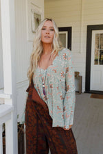 Patterned Sage Boho Blouse