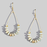 Genuine Stone Chip Triangle Wire Drop Earrings