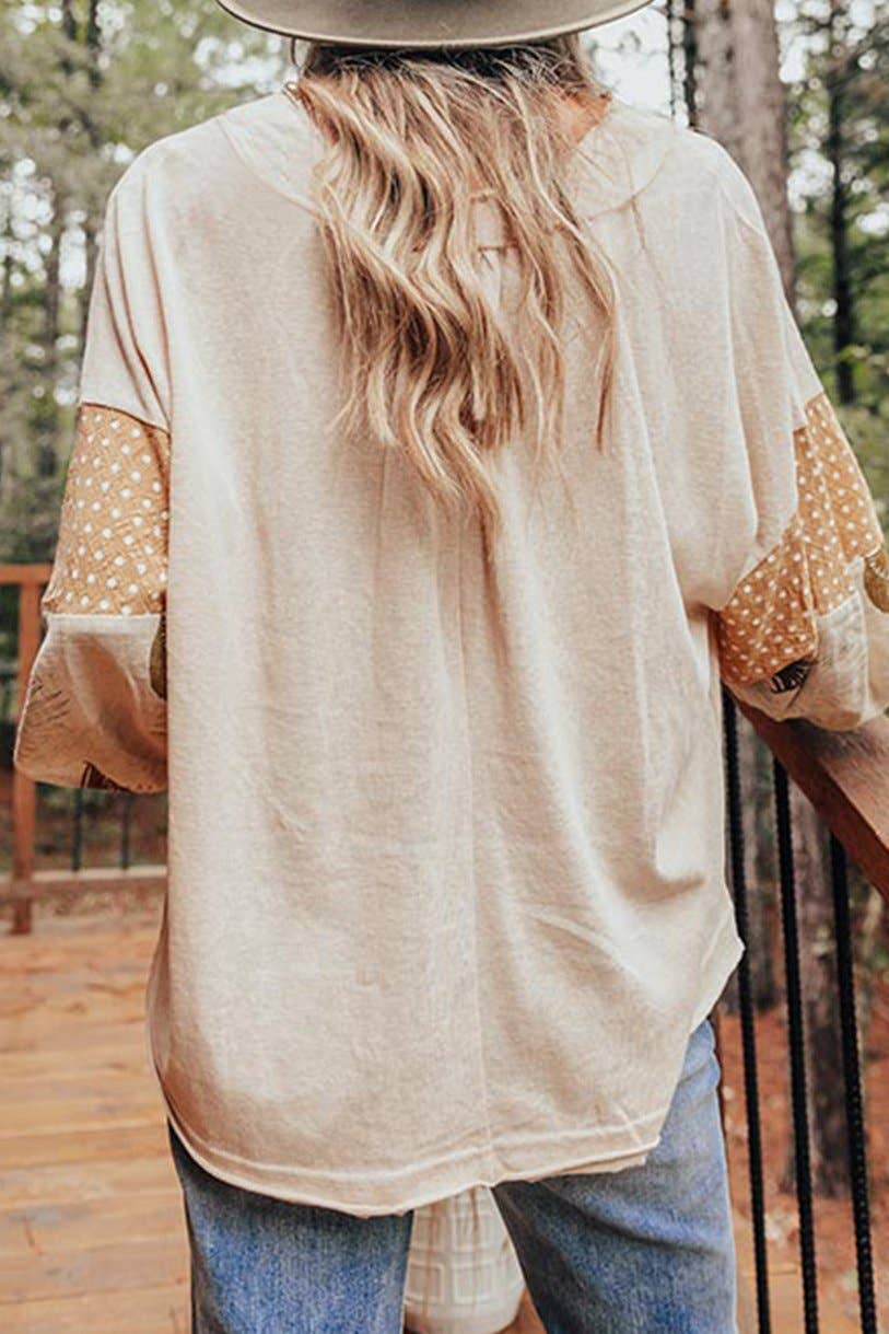 Patchwork Puff Sleeve Blouse