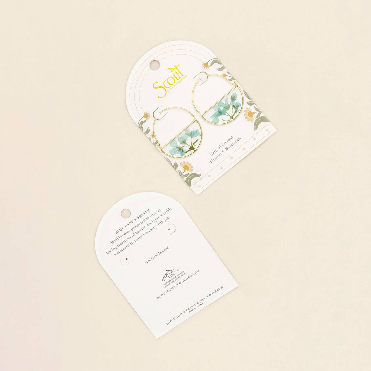 Pressed Flower Hoop Earring