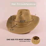 Paper Straw Braided Cord Band Cowboy Hat