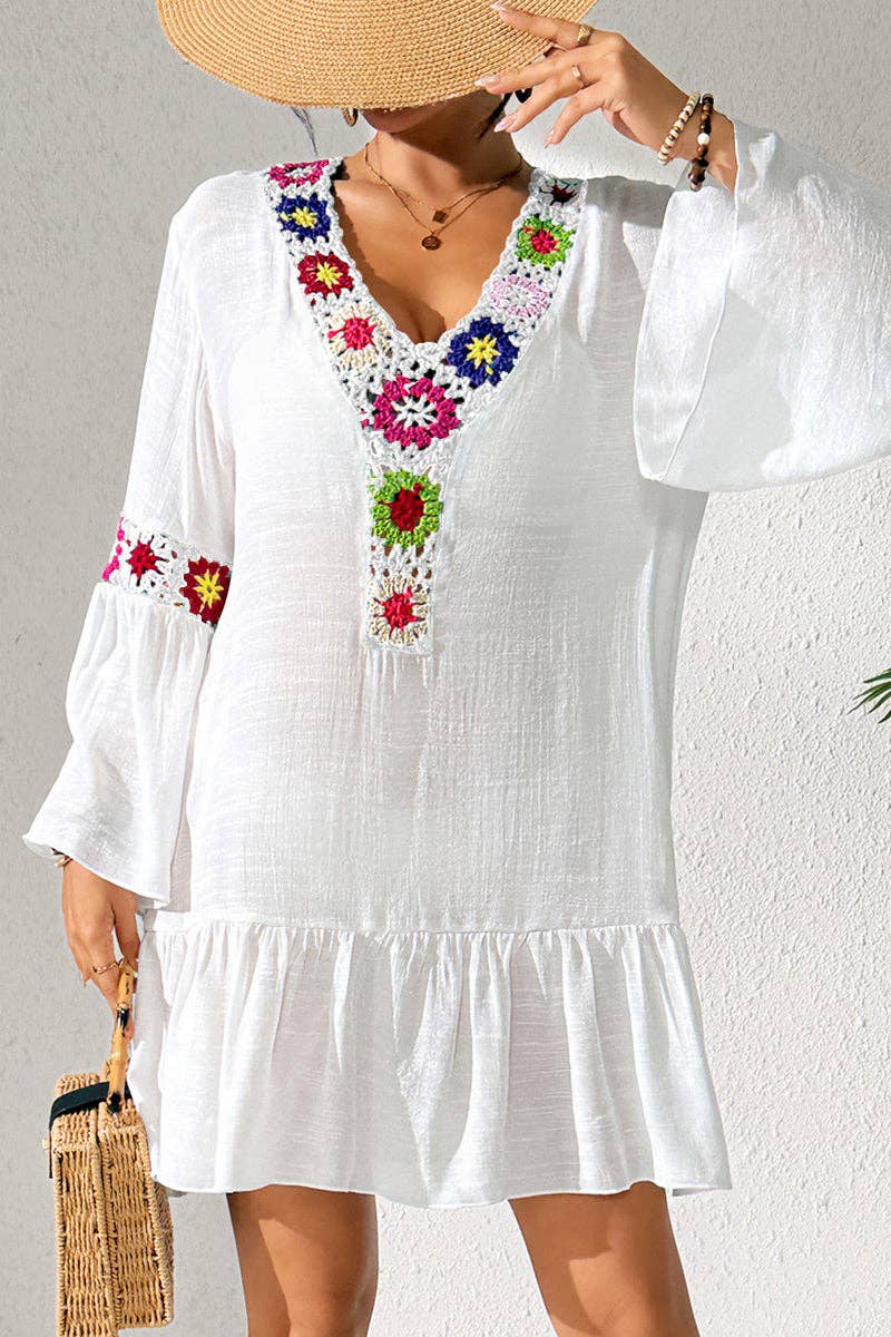 Floral Crochet Boho Beach Cover-Up