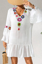 Floral Crochet Boho Beach Cover-Up