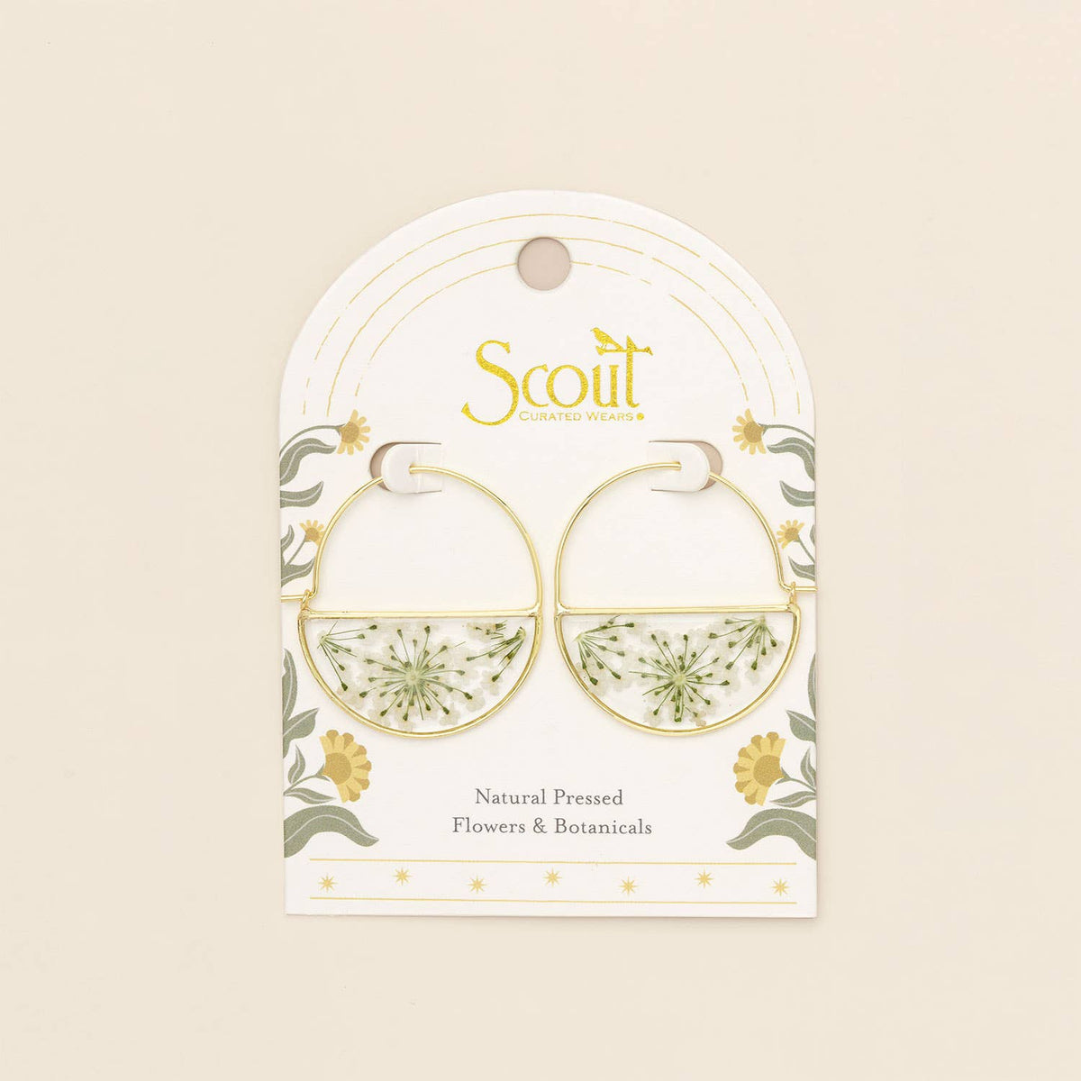 Pressed Flower Hoop Earring
