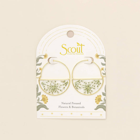 Pressed Flower Hoop Earring