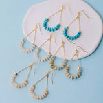 Genuine Stone Chip Triangle Wire Drop Earrings