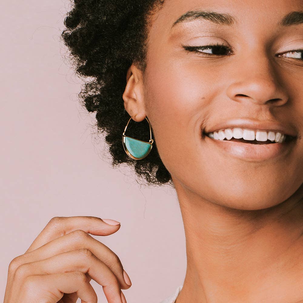 Stone Prism Hoop Earring