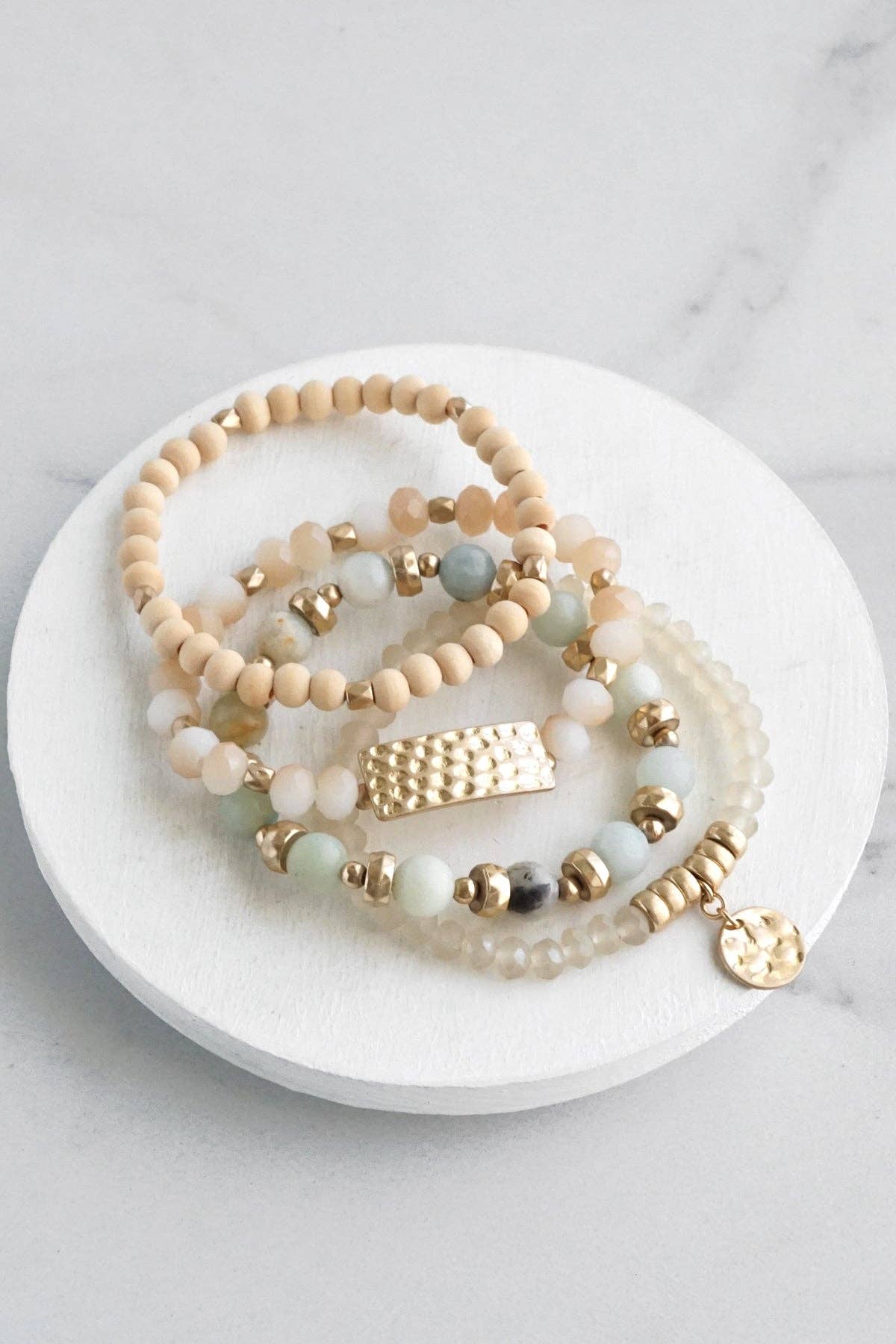 Amazonite Gold & Beaded Stack