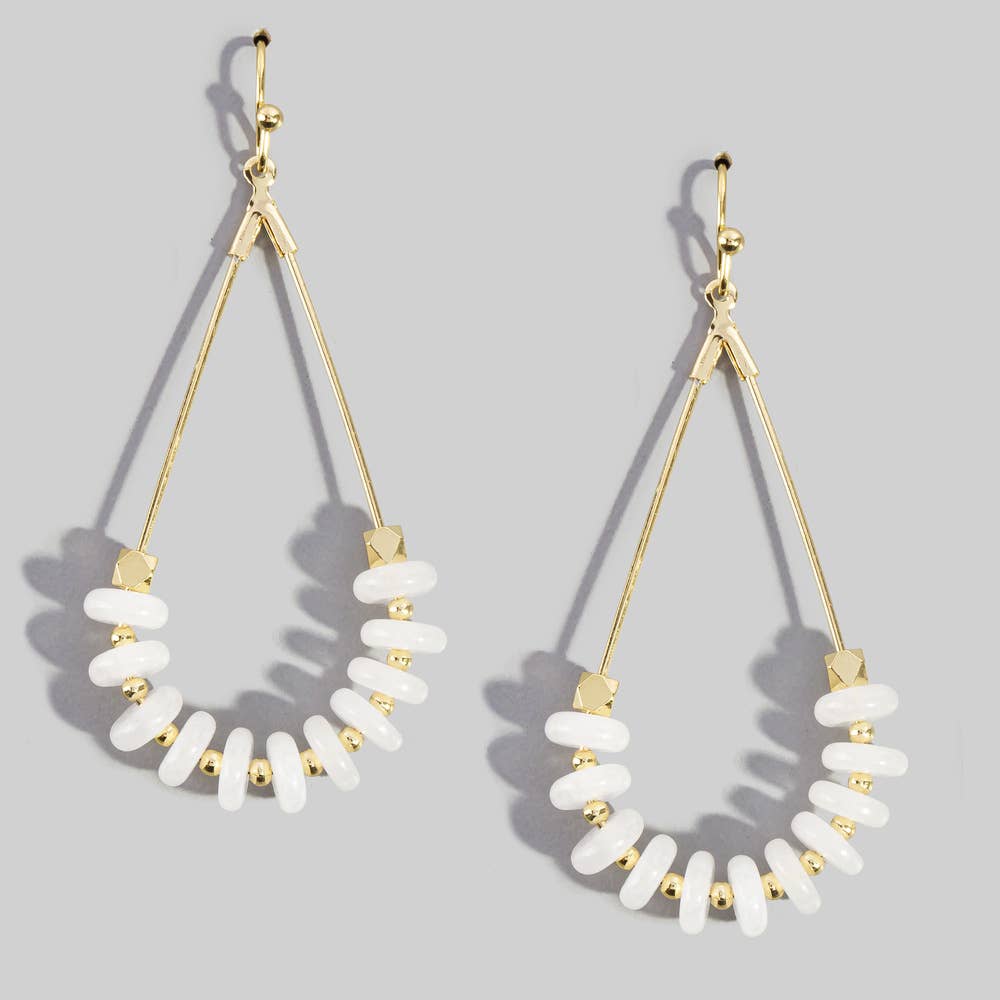 Genuine Stone Chip Triangle Wire Drop Earrings