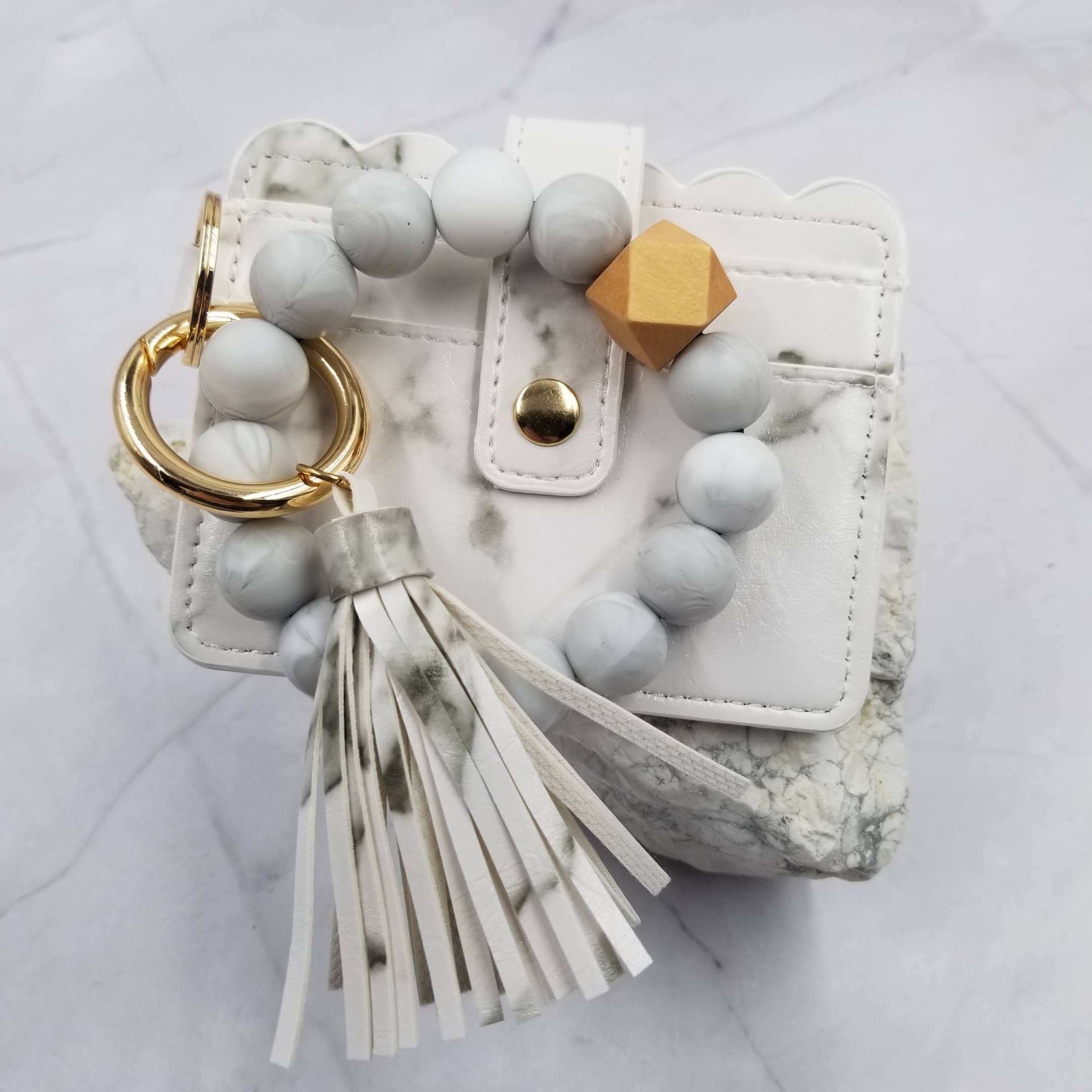 Silicone Bead Keychain + Card Holder