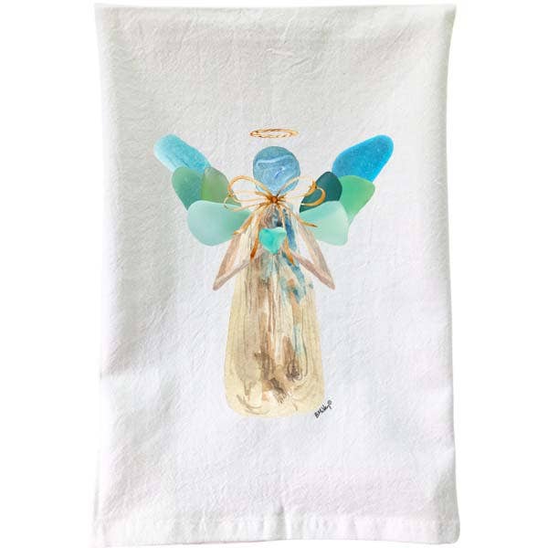 Christmas- Sea Glass Angel Flour Sack Towel
