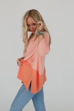 Everyday Sunset V Neck Top - Tangerine