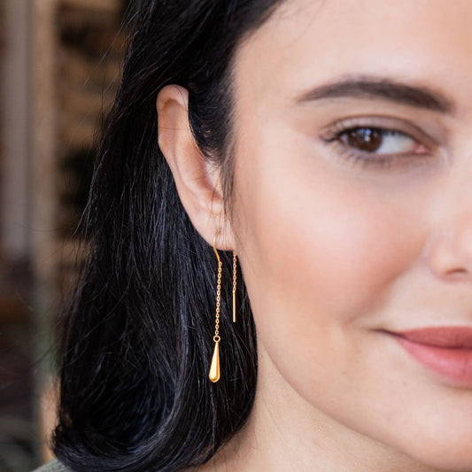 Refined Earring - Teardrop Threader/Gold