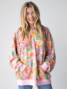 Oversized Printed Hoodie - Rainbow Floral – Tropical Envy