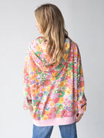Oversized Printed Hoodie - Rainbow Floral