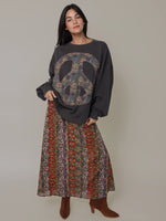 Applique Crewneck Sweatshirt -BROWN PEACE