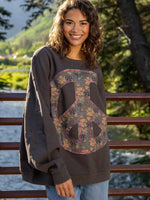 Applique Crewneck Sweatshirt -BROWN PEACE