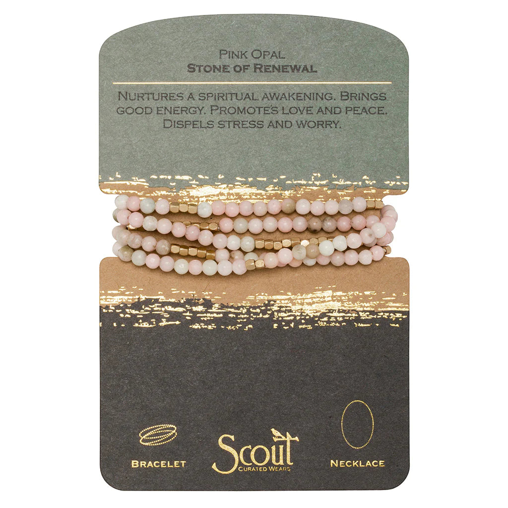 Stone Wrap Bracelet/Necklace - Pink Opal
