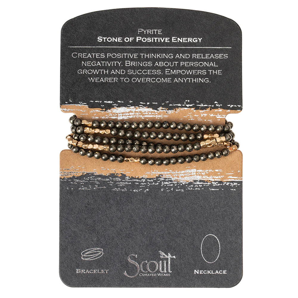 Stone Wrap Bracelet/Necklace - Pyrite