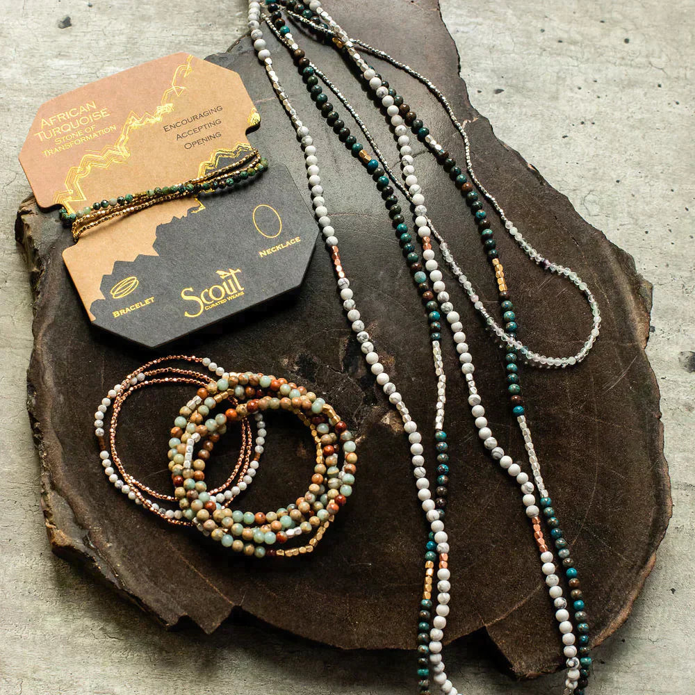 Stone Wrap Bracelet/Necklace - Blue Howlite