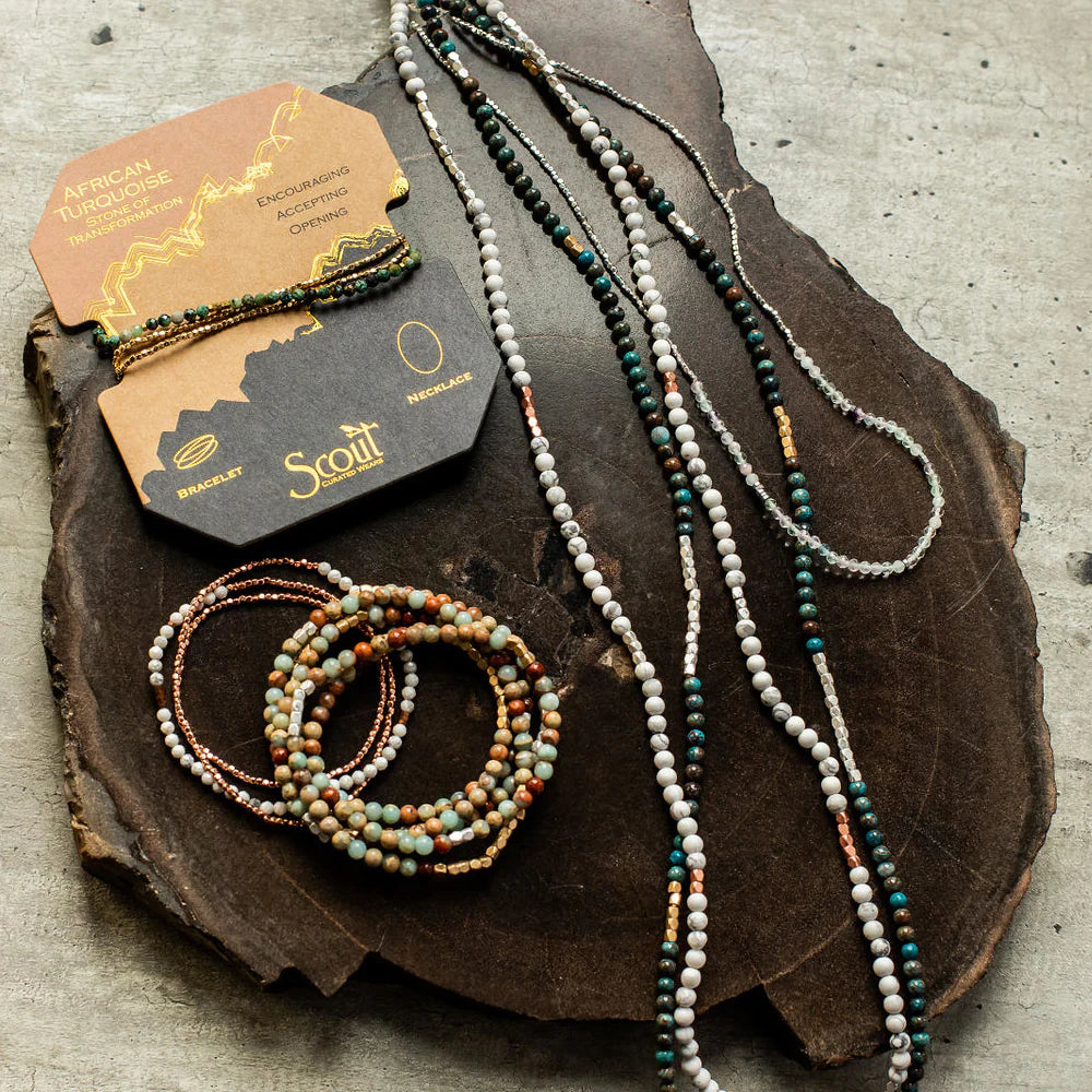 Stone Wrap Bracelet/Necklace - Pink Opal