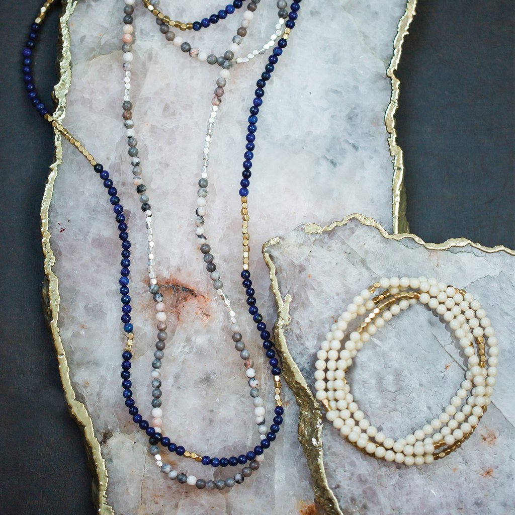 Stone Wrap Bracelet/Necklace - Petrified Wood