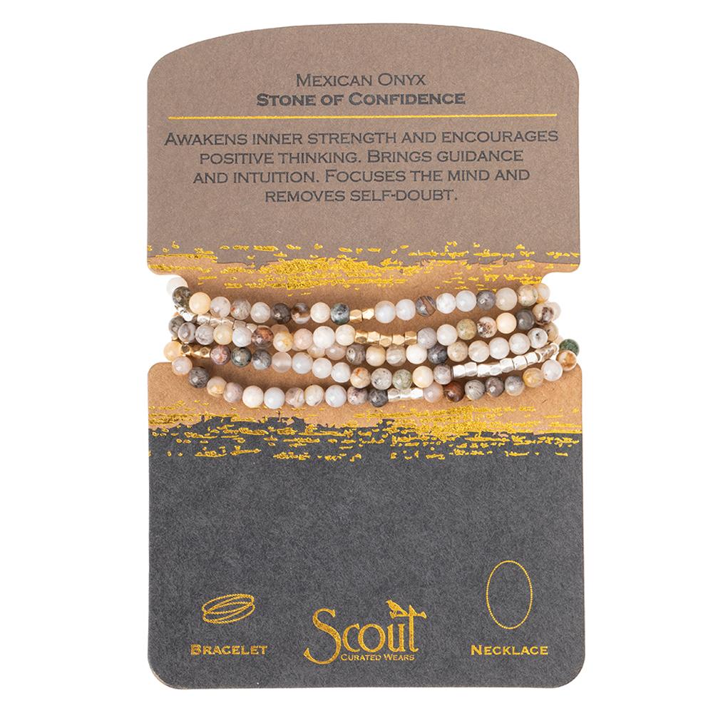 Stone Wrap Bracelet/Necklace - Mexican Onyx