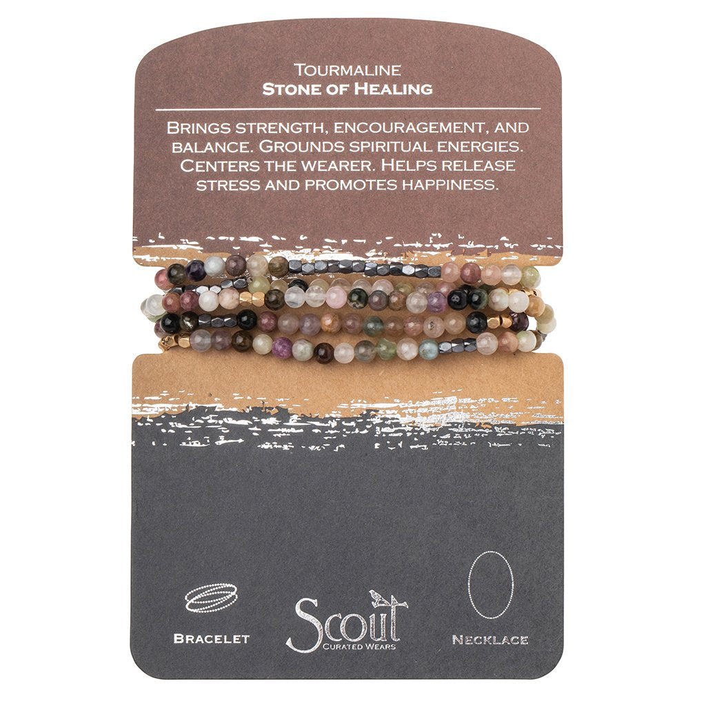 Stone Wrap Bracelet/Necklace - Tourmaline