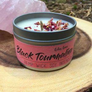 4 oz Black Tourmaline and Rose Soy Grounding Candle