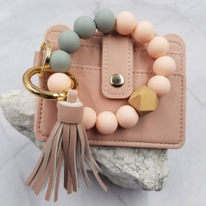 Silicone Bead Keychain + Card Holder