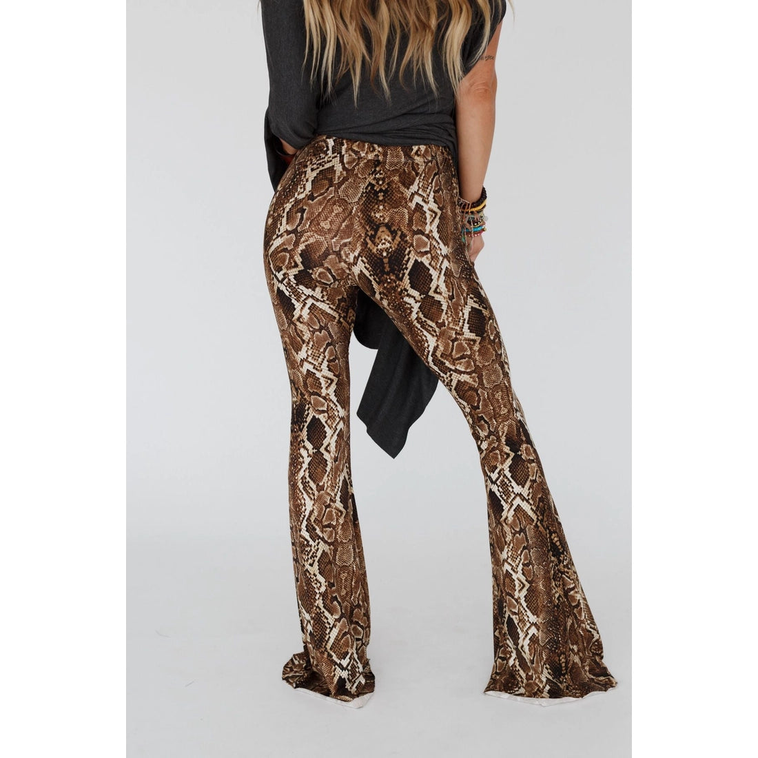 Cher Snake Flare Pants - Brown
