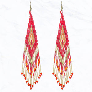 Aztec Pattern Long Fringe Earrings